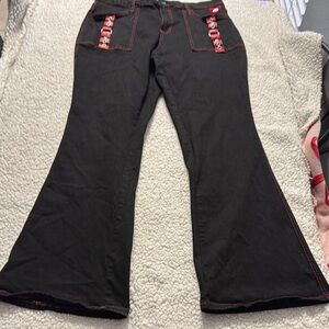 Skelanimals Black Flare Wide Leg Jeans